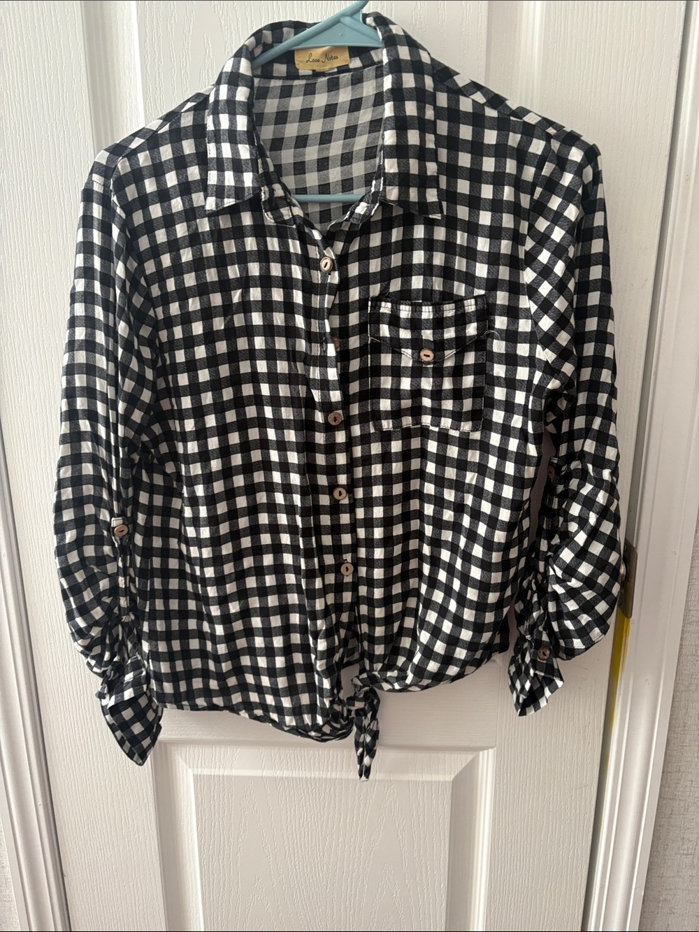 Love Notes Black and White Gingham Button-Down Shirt